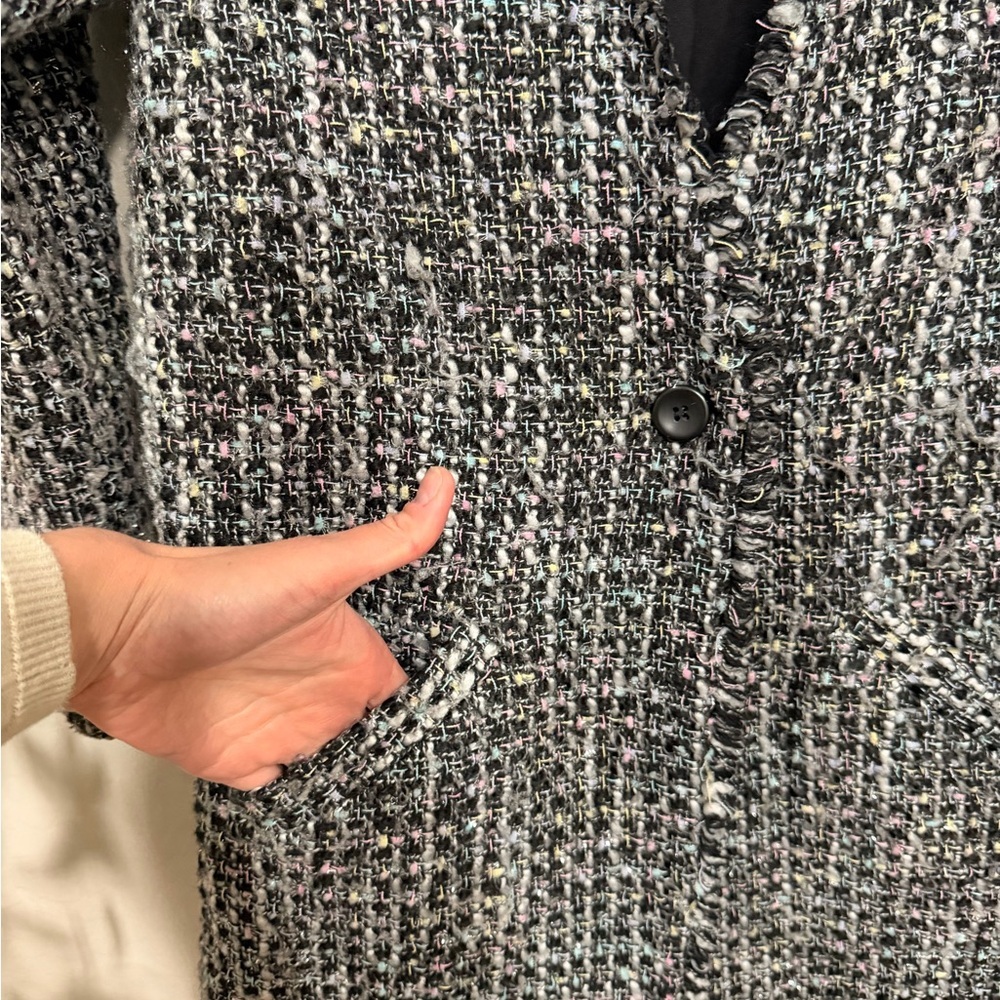 Leith Black & White Tweed Open-Front Blazer - Picture 3 of 9